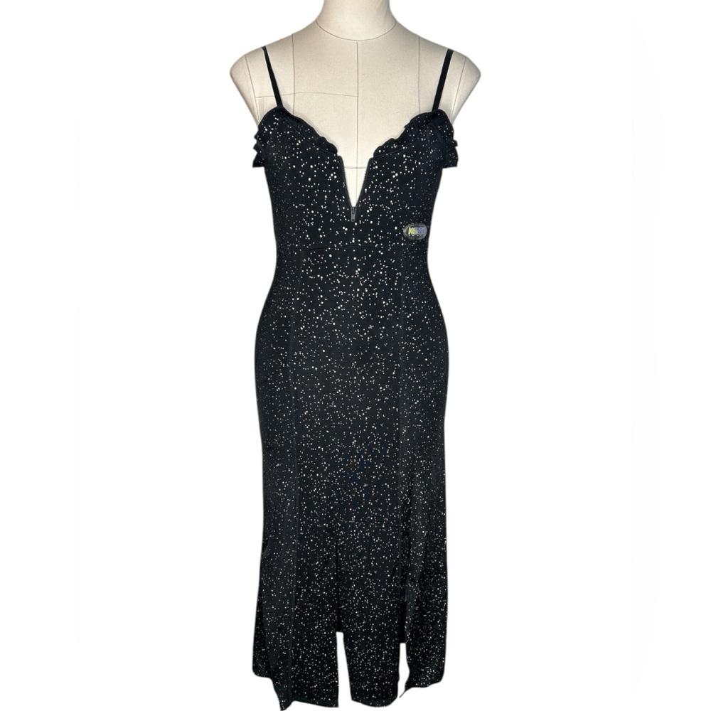 Vintage Kenzo metallic foil Bodycon dress black small